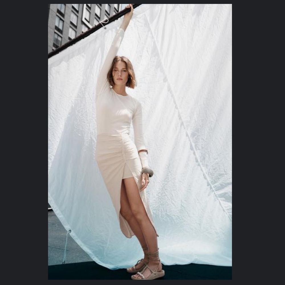 Zara Cream/Nude Linen Skirt
